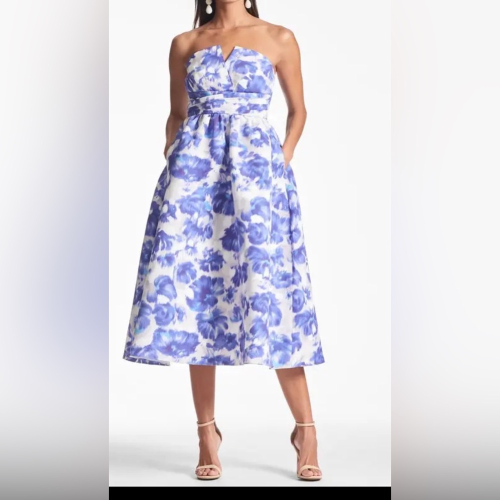 Sachin + Babi Floral Blue and White Women's Strapless Dress, Sizes 8